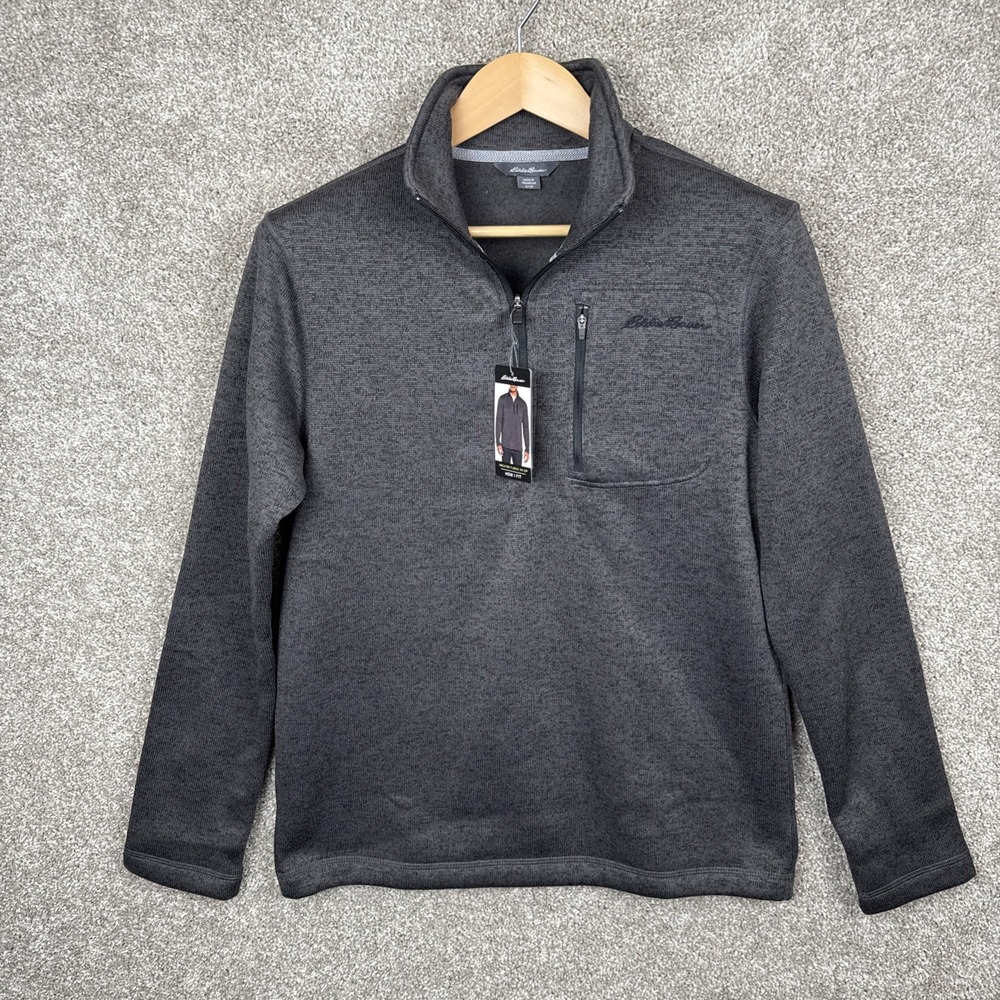 Eddie Bauer Sweater Fleece Classic 1/4 Zip Pullover Dark Gray Men's‎ Small NEW